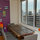 Table is made from refurbished telephone poles! 