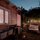                                                            "Romantic Cabin" and yard at night with twinkle lights