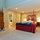 master bedroom 1, view of bathroom... (that's a massage table at the foot of the bed...*smile*