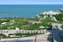 Stunning lake, city, and park views