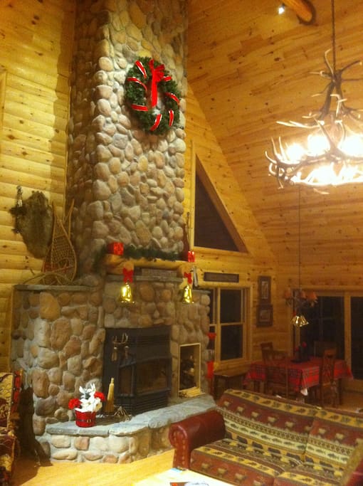 Great room with holiday decorations