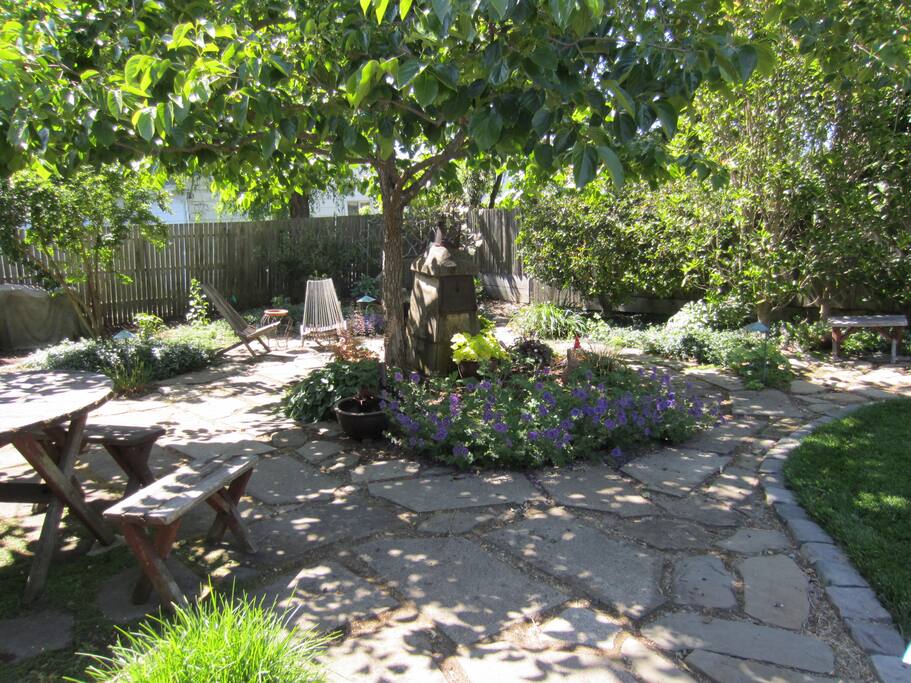 The back of the garden, tent is around the corner in a private space