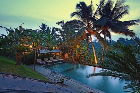 Lush valley view in central Ubud